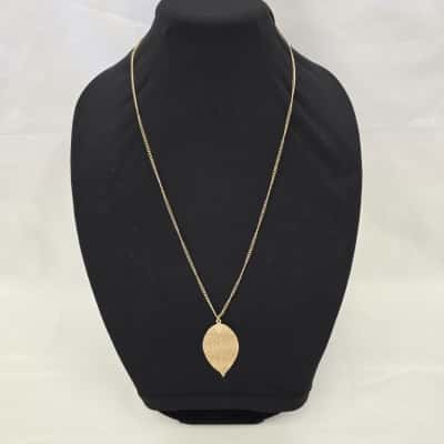 Womens Gold Plate Leaf Necklace