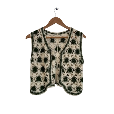  Womens  Size XS Button-down Cardigan Green / Off White 