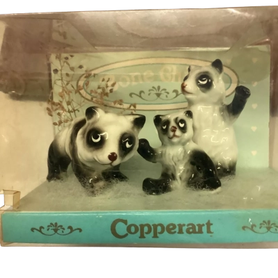Vintage Bone China Panda Bears - Original Box - by Copperart