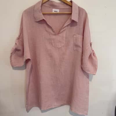BY RIDLEY.  Oversize Pink Linen Top  Size XL 