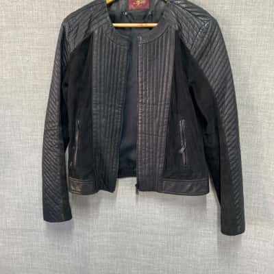 For All Mankind Womens Size S Leather Jacket Black  