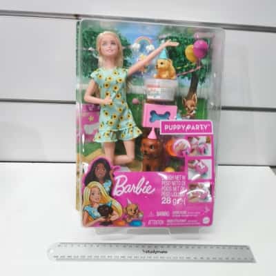 Barbie Puppy Party Playset with Doll, Puppies & Accessories PreOwned As Is 