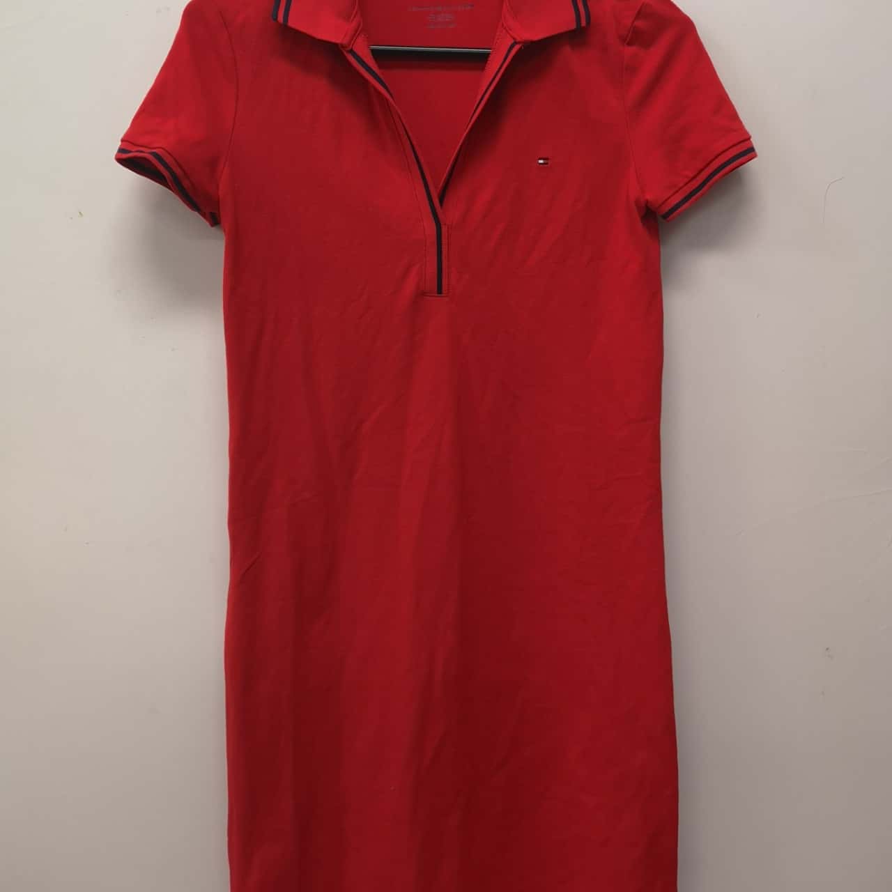 Tommy Hilfiger Womens Short Sleeve Flare Polo Dress Red Size Small main image 0