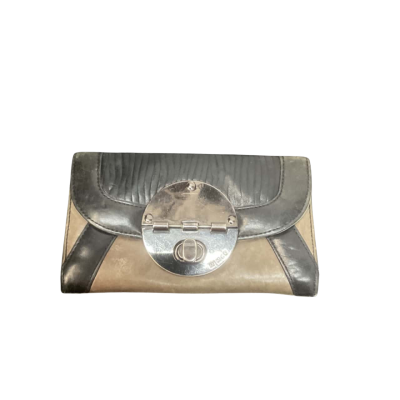 Womens Mimco Black  / Khaki leather turn lock standoff wallet