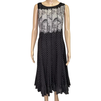 Anthea Crawford Womens  Size 12 Midi Dress Black  / Polka Dot 