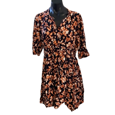 Jeanswest Womens  Size 14 Casual Dress Floral / Navy Blue / Orange 