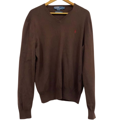 Polo Ralph Lauren Mens  Size XL V-Neck Jumper Brown 