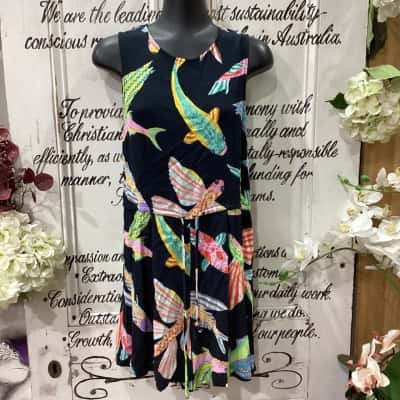 Gorman Brand! SLEEVELESS PLAYSUIT FLYING PATTERED! Womens  Size 8 Sleeveless Playsuit Black  / Multicoloured / Pattern 