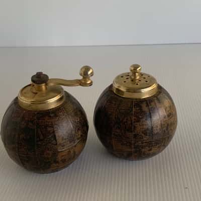 Rare 1960s Italian Globe Salt Shaker and Pepper Grinder - Florentine Style