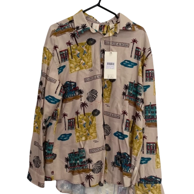 Scotch & Soda Mens  Size M Long Sleeve Shirt / Printed Shirt Cream / Multicoloured / Pattern 