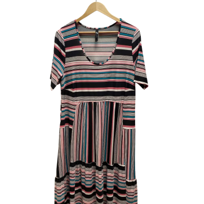 TS Womens  Size 12  Multicolored Striped  Dress/ Turquoise / White 