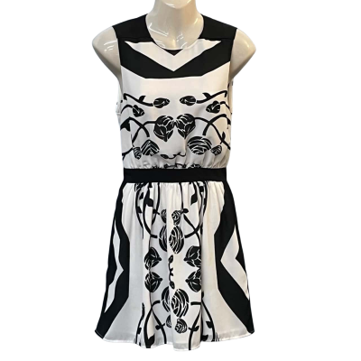 Bec & Bridge Womens Size 8 Mini/Sleeveless Dress Black/Pattern/White