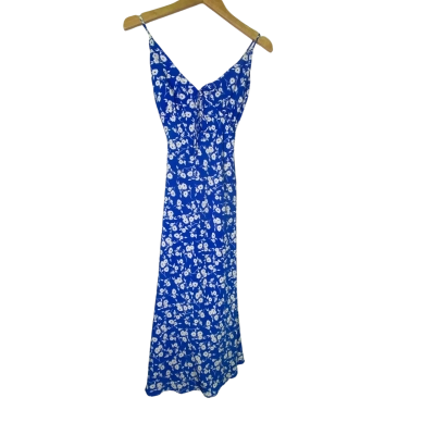Ally Fashion Womens  Size 10 Maxi Dress / Shoestring Strap Dress Blue / Floral / White 