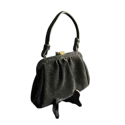  Vintage velvet Evening Bag - black  