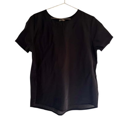  OlgadePolga   Black Short Sleeve Blouse  Size 12 / 14 