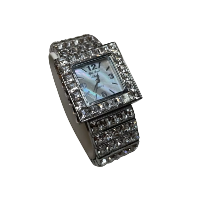 Fifth Avenue Collecttion Womens Watch Silver Tone/White Stones