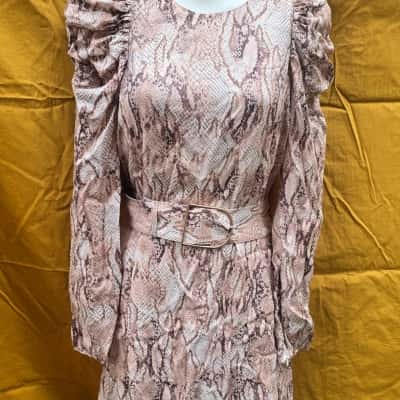 Witchery Womens  Size 12 Long Sleeve Dress Animal print / Beige 