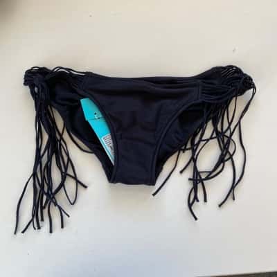 Seafolly Black Shimmer Spaghetti Tie Side Hip Swim Shorts  Size 12