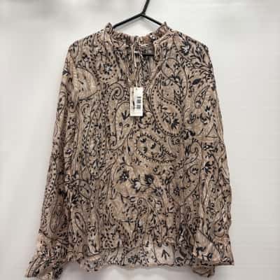 Adorne Womens  Size 14 Long Sleeve Shirt Brown 