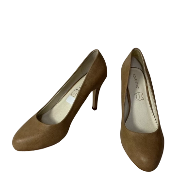 Scarletto's Womens Size 39 Textured Tan Brown Leather Stiletto Heel Shoes