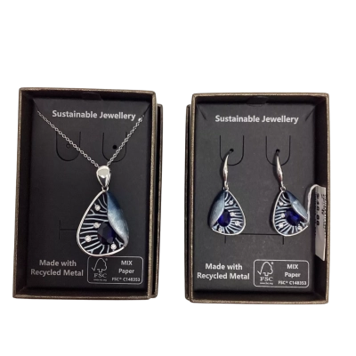 Set of 2  Womens Earring and Necklace Blue / Silver 