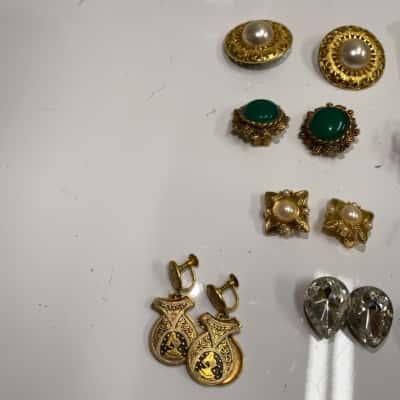 BULK Women's Earrings CLIP ON Gold / Pearl / Silver 