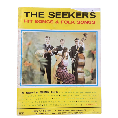 The Seekers - Hit Songs & Folk Songs - Vintage  Piano Vocal Songbook