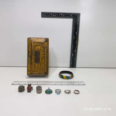 Womens Vintage Jewellery Box Wooden and 8 Pcs Costume Jewellery Pack 