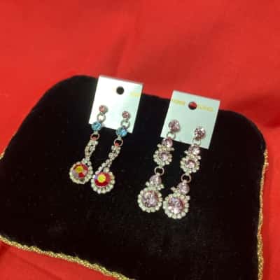  Women's Earrings Sparkling Colours and Dangling Style  x 2 pair
