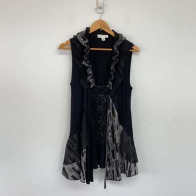 Boo Radley Black Sleeveless Cardigan  Size M 