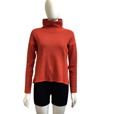 Karen Millen Womens  Size S Turtleneck Long Sleeve Top Red Mix