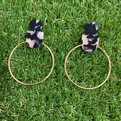 Womens Witchery Acrylic Tortoiseshell and  Gold Tone Hoop Earrings 