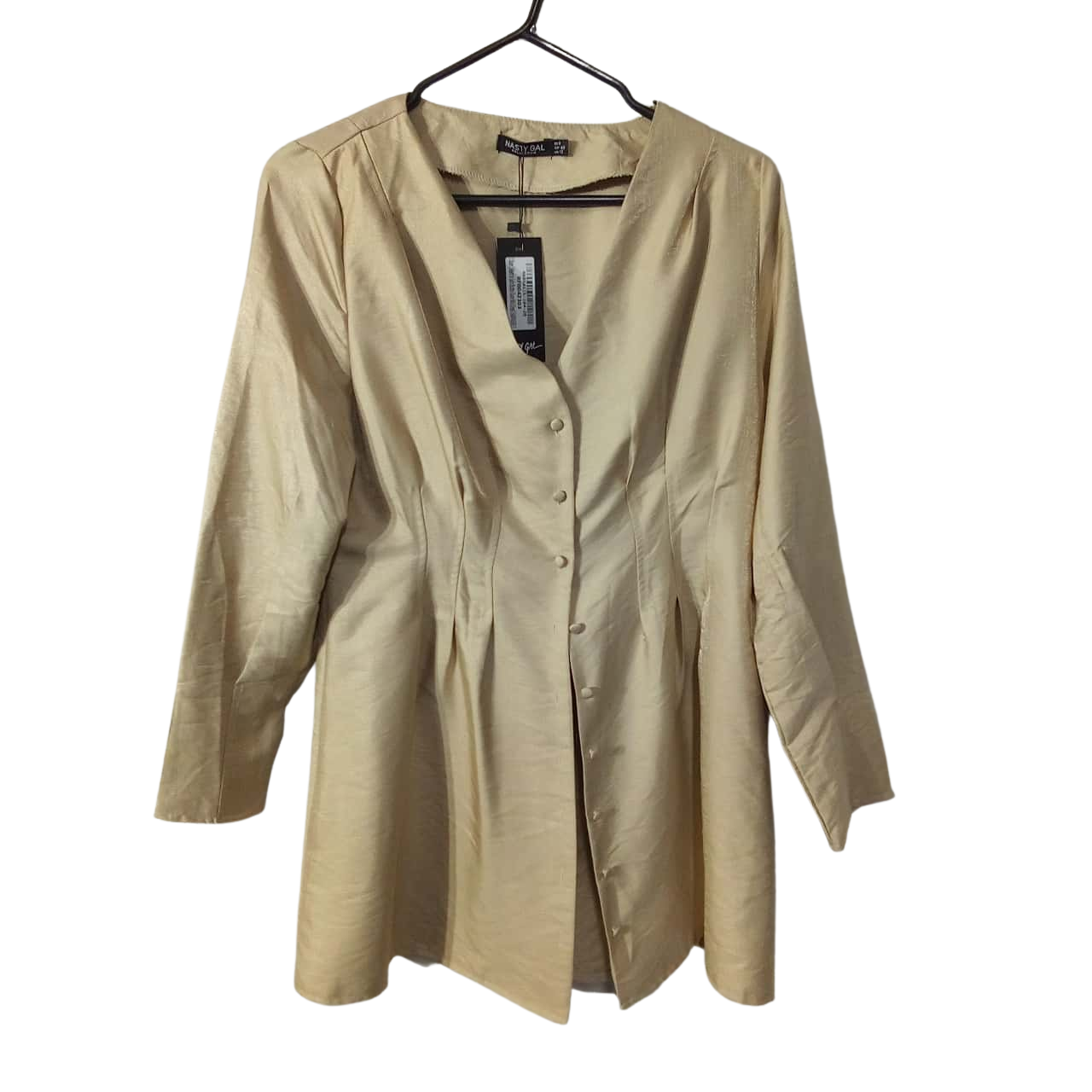 Nasty Gal Ladies Gold Long Sleeve Button Through Dress Size 12 NWT (s)