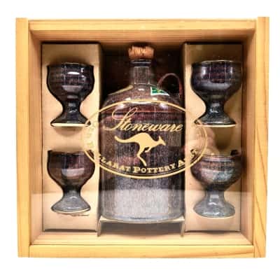 Vintage Ballarat Pottery Stoneware Beverage Set Comprising Decanter & Four Wine/Port Goblets In Decorative Display Box - See Pics 265mm x 255mm x 120mm  (brica cubes)