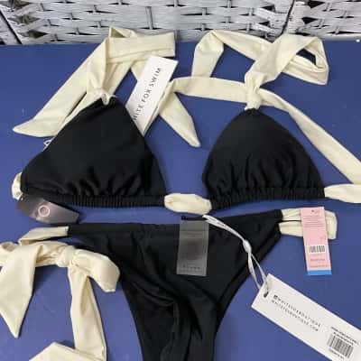  Womens  White Fox Swimwear Size L Black  / White 