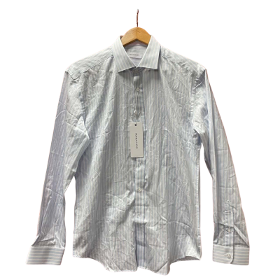 Brent Wilson BNWT Mens  Size L Business Shirt Blue / Pink  / Striped 