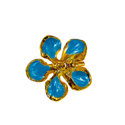 Blue / Gold Flower Brooch