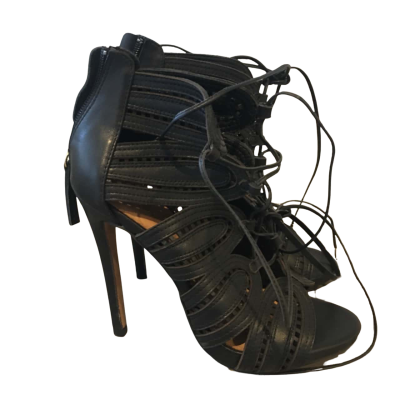  Wanted Womens  Size 38 Black  Strappy Heels.    SB1