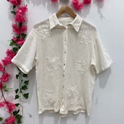 Cotton On Body Mens Short Sleeve Beach Shirt Size XS White 