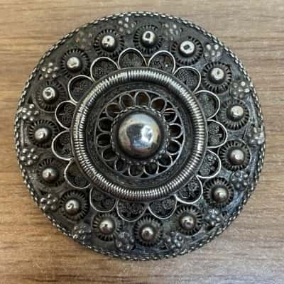  Dutch Filigree Button Brooch