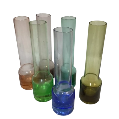 6 Coloured Bud Vases