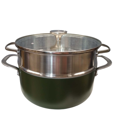 Crumble Cookware Non-stick Ceramic Casserole Pot with Steamer(Green)