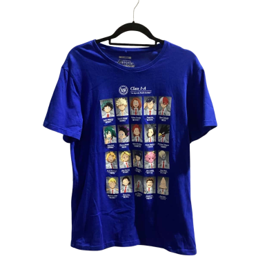 Quirky My Hero Academia Mens  Size XL Short Sleeve T-shirt Blue Manga Look