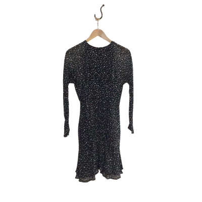 Oxford Women's Size 6 Long Sleeve Dress Black  / Polka Dot / White 