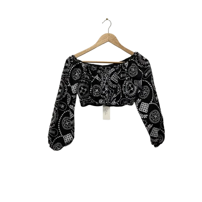 alice McCall Womens  Size 6 Cropped Top Black  / White / Pattern 