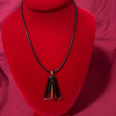  Women's Fused Glass Pendant Necklace 
