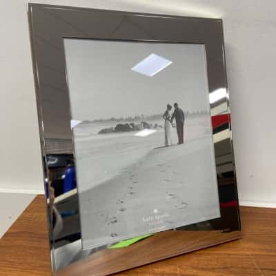 Kate Spade Mr & Mrs etched Wedding picture Frame 8 x 10” silver plated 