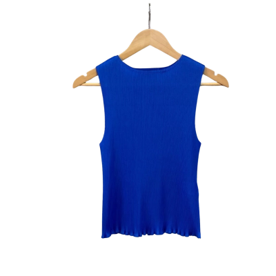 Alpha60 Womens  Size XS Pleated Sleeveless Top Blue 