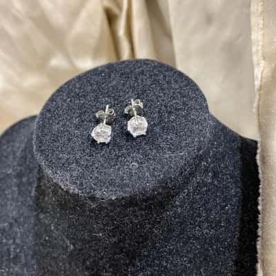  Womens Stone Stud Earrings Silver 925
