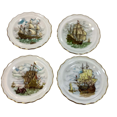 Vintage Royal Grafton English Bone China Sailing Ship 